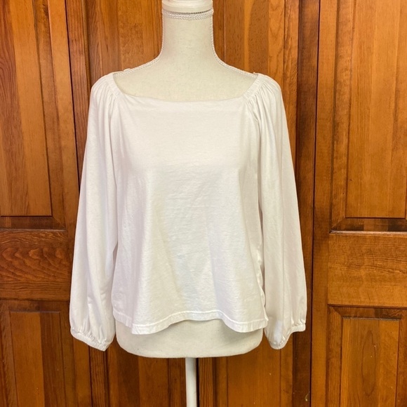 Banana Republic SUPIMA Cotton Popover Top w/Bishop Sleeves Size Medium - Picture 1 of 8